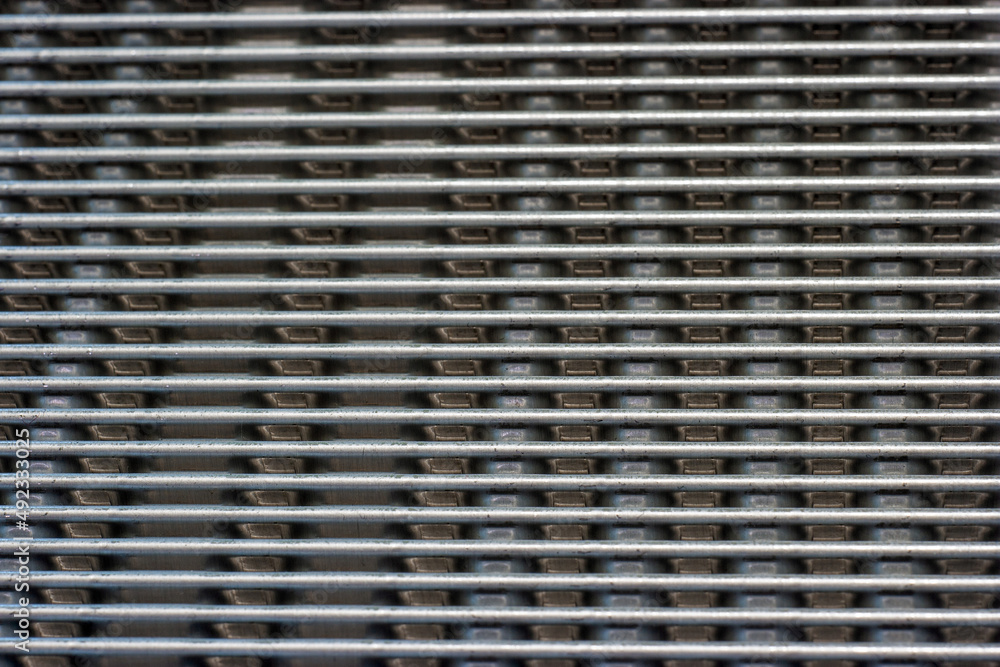 shiny metal corrugation. bent aluminum foil lamella.