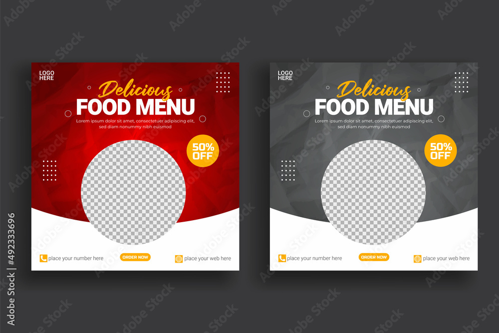 Food social media promotion and  banner post design