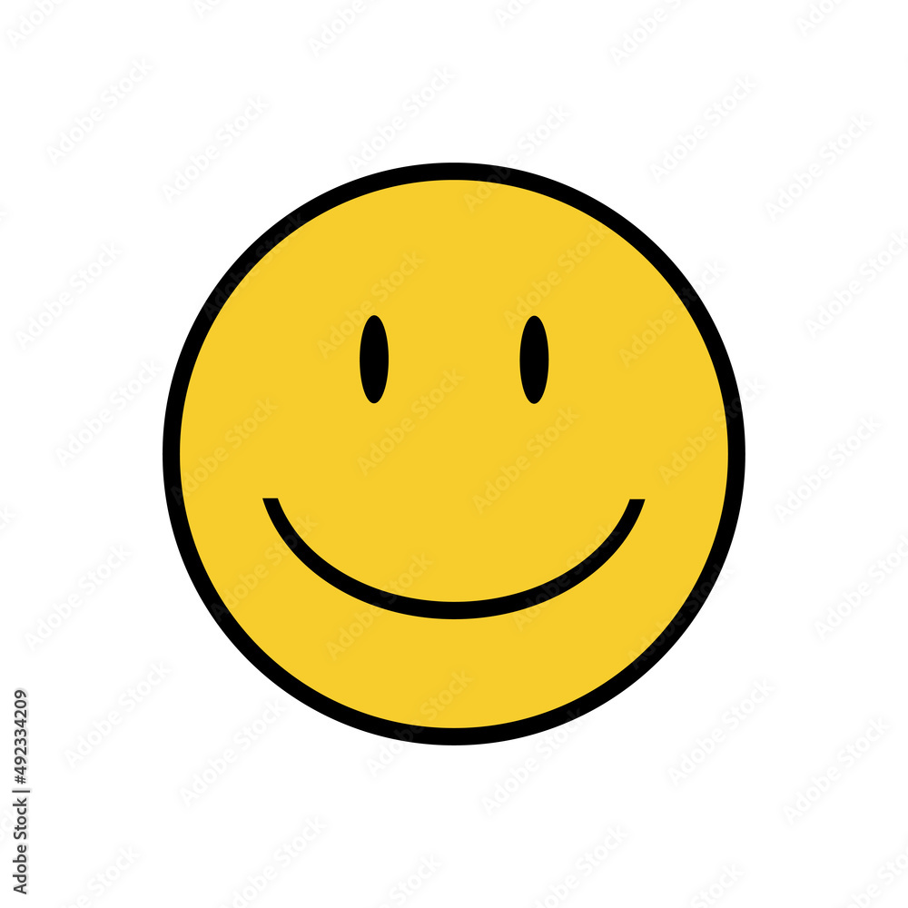 Drawing of a smiling face in cartoon style for printing. Vector illustration.