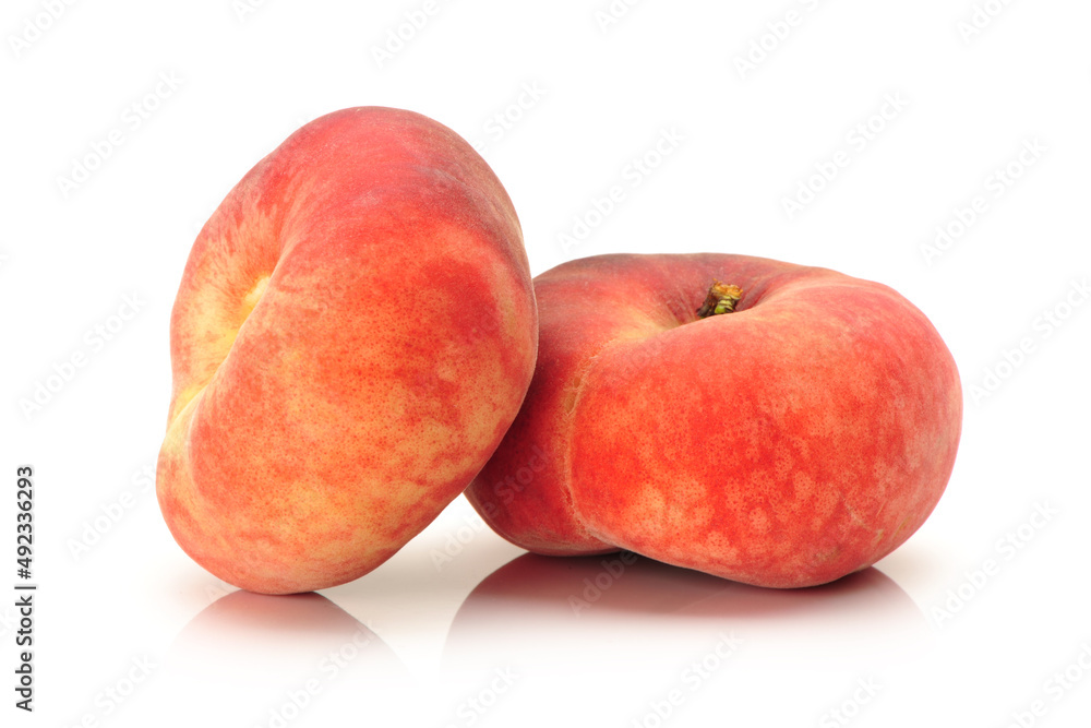 chinese flat peaches on white background chinese flat peaches on white background