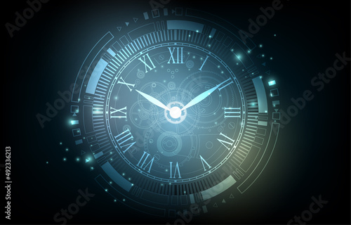 Vector futuristic technology cyber clock concept