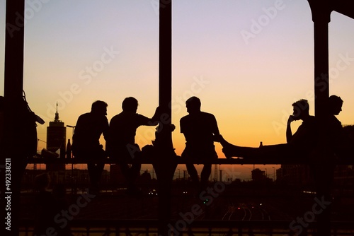 Summer silhouette of friends 