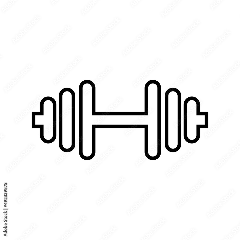 Graphic flat barbell icon for your design and website Graphic flat barbell icon for your design and website