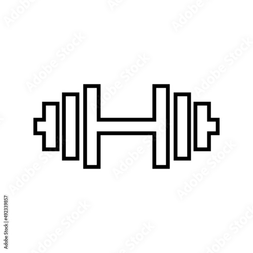 Graphic flat barbell icon for your design and website