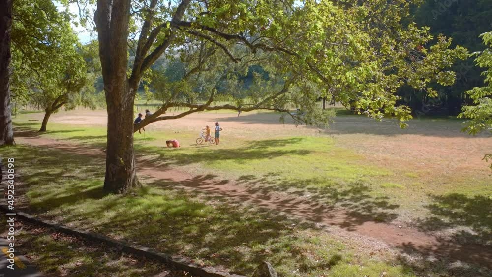 Children playing in the park on a summers day Children playing in the park on a summers day