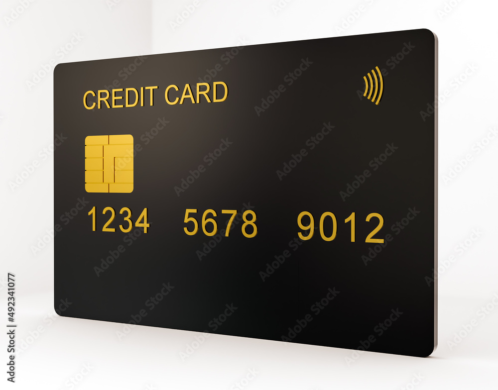 Mockup of a 3D credit debit black card in a flat design. For a presentation, create a credit card template. Isolated on a white backdrop, a flat credit card. Mockup of a 3D credit debit black card in a flat design. For a presentation, create a credit card template. Isolated on a white backdrop, a flat credit card.