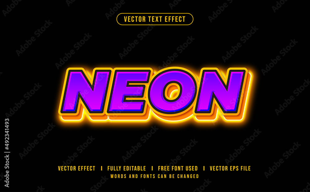 Neon Editable Vector Text Effect. Neon Editable Vector Text Effect.