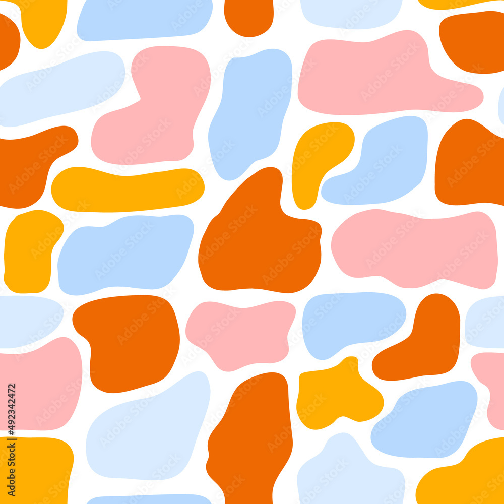 Abstract bright colorful seamless pattern with hand drawn shapes for textile or wrapping paper. Abstract bright colorful seamless pattern with hand drawn shapes for textile or wrapping paper.