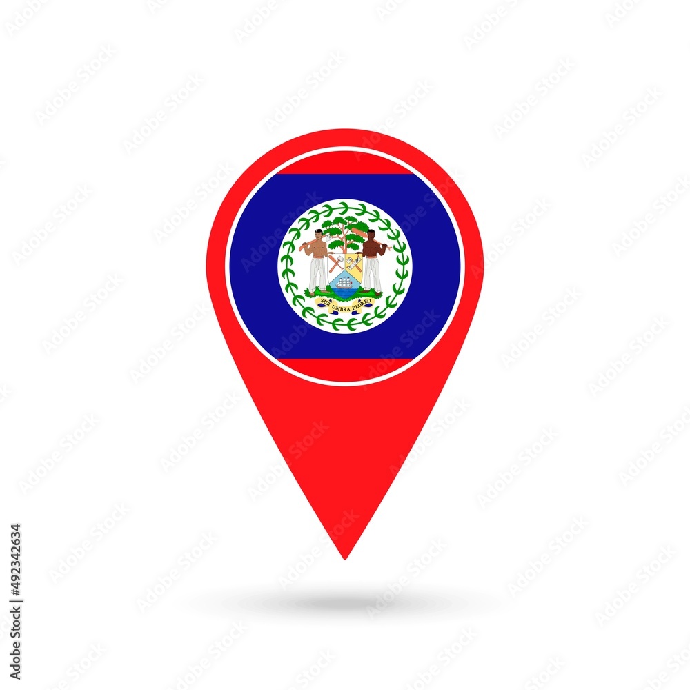 Map pointer with contry Belize. Belize flag. Vector illustration. Map pointer with contry Belize. Belize flag. Vector illustration.