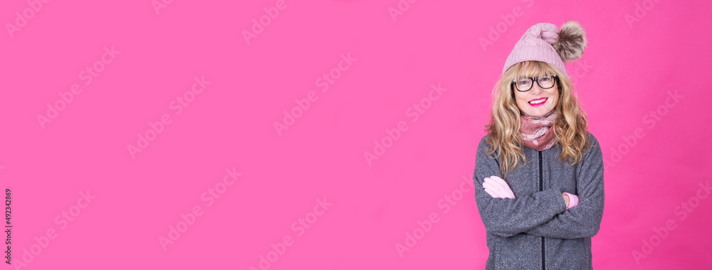 woman in winter clothes, sweater, hat, gloves and scarf woman in winter clothes, sweater, hat, gloves and scarf