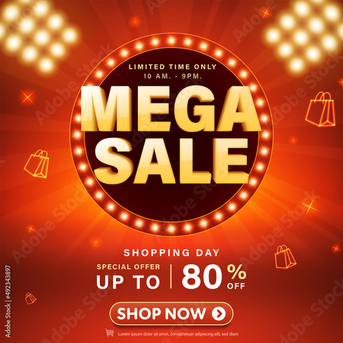 Mega sale banner template design for web or social media.