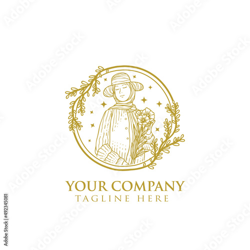 women fashion hi jab muslim mascot logo