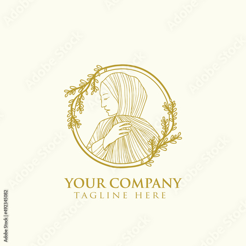 women fashion hi jab muslim mascot logo