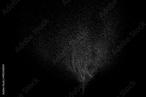 Distressed white grainy texture. Dust overlay textured. Grain noise particles. Snow effect. Rusted black background. Vector illustration, EPS 10. 