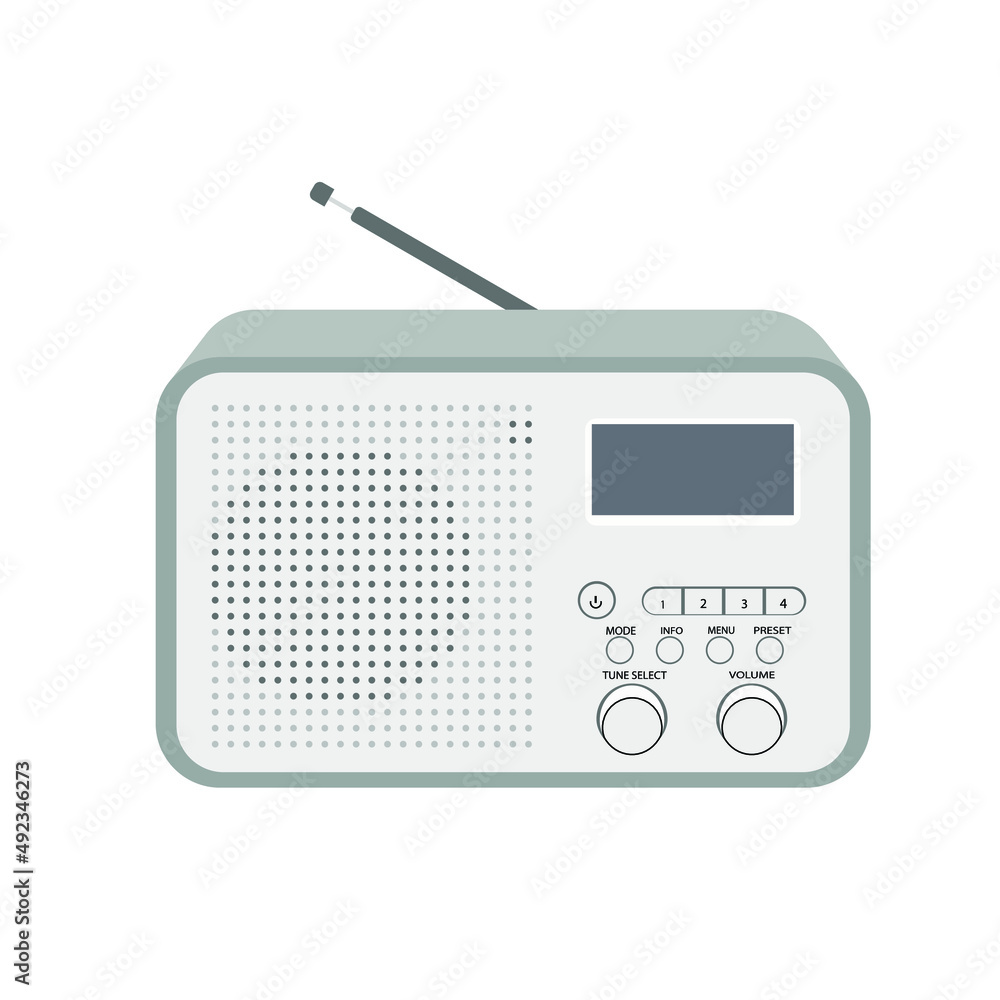 Vector illustration of a retro-inspired gray radio on a white background. World Radio Amateur Day. Vector illustration of a retro-inspired gray radio on a white background. World Radio Amateur Day.