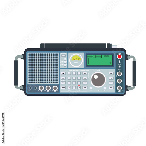 Vector illustration of a radio for World Amateur Radio Day. Vintage radio concept.