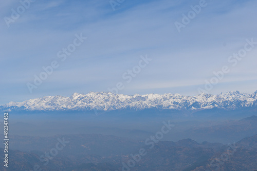 Dhauladhar range of mountains from dharamshala on left to near thamsar peak. Picture taken from Naina devi temple rewalsar photo