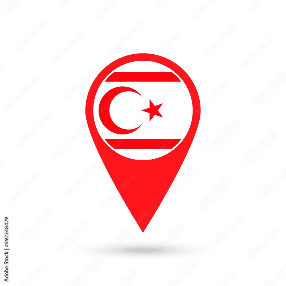 Map pointer with contry Northern Cyprus. Northern Cyprus flag. Vector illustration. Map pointer with contry Northern Cyprus. Northern Cyprus flag. Vector illustration.