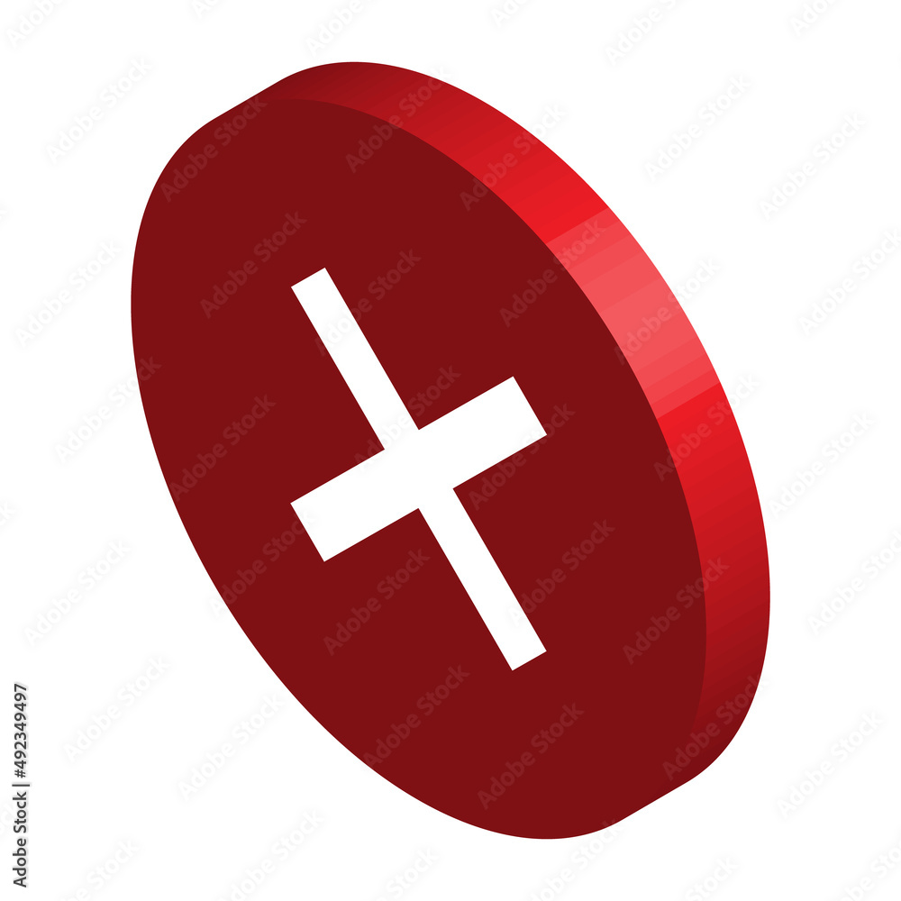 Cross isometric mark icon, X sign, simple error design vector illustration, false choice symbol Cross isometric mark icon, X sign, simple error design vector illustration, false choice symbol