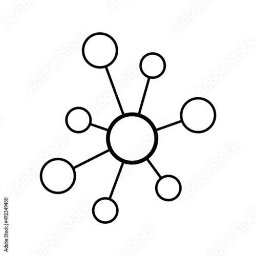 Hub flat network icon, connect structure vector symbol isolated on white background, technology system