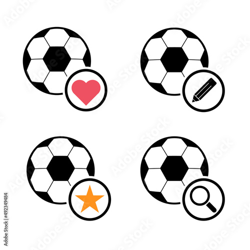 Set of Soccer  football ball symbol  single goal isolated design vector illustration  web game  object