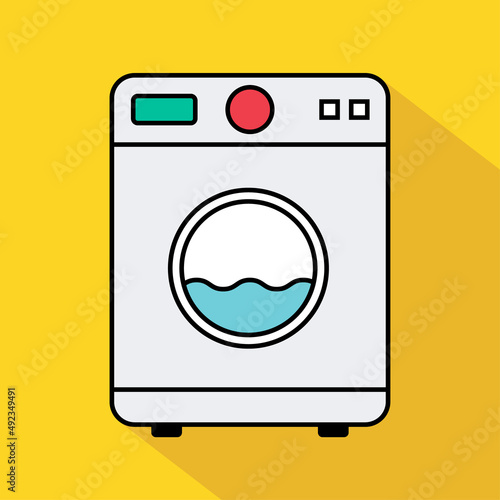 Washing machine equipment, Electric washer laundry icon, wash symbol clothes, vector illustration background