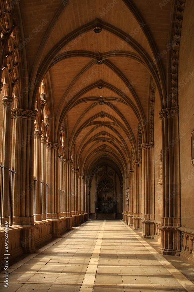 Gothic cloister of the cathedral of Pamplona. Navarra. Spain