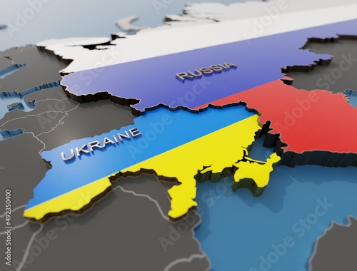 russia ukraine war 3d map animation. photo