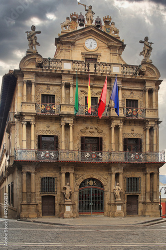 City hall of Pamplona, The city of the Sanfermin fiestas and the running of the bulls. Navarra, Spain photo