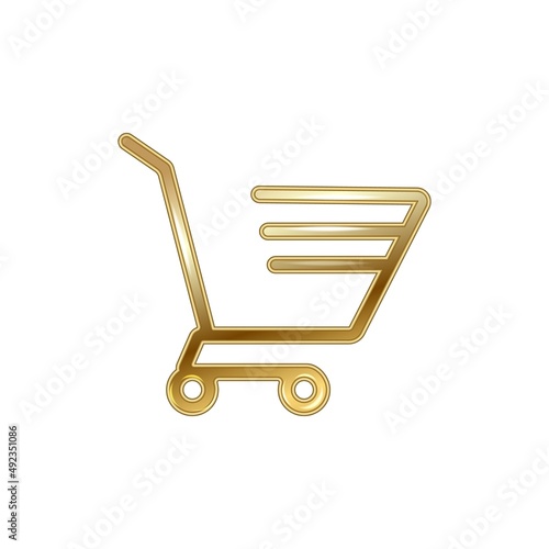 Shopping basket icon. Gold shopping basket icon. Vector illustration.