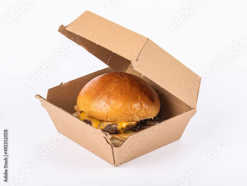 hamburger box standing on a white background