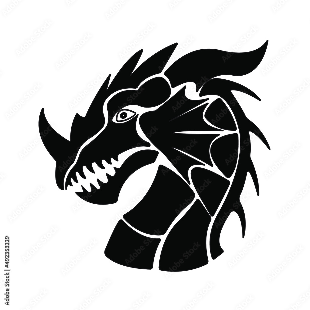 Black dragon vector icon on white background