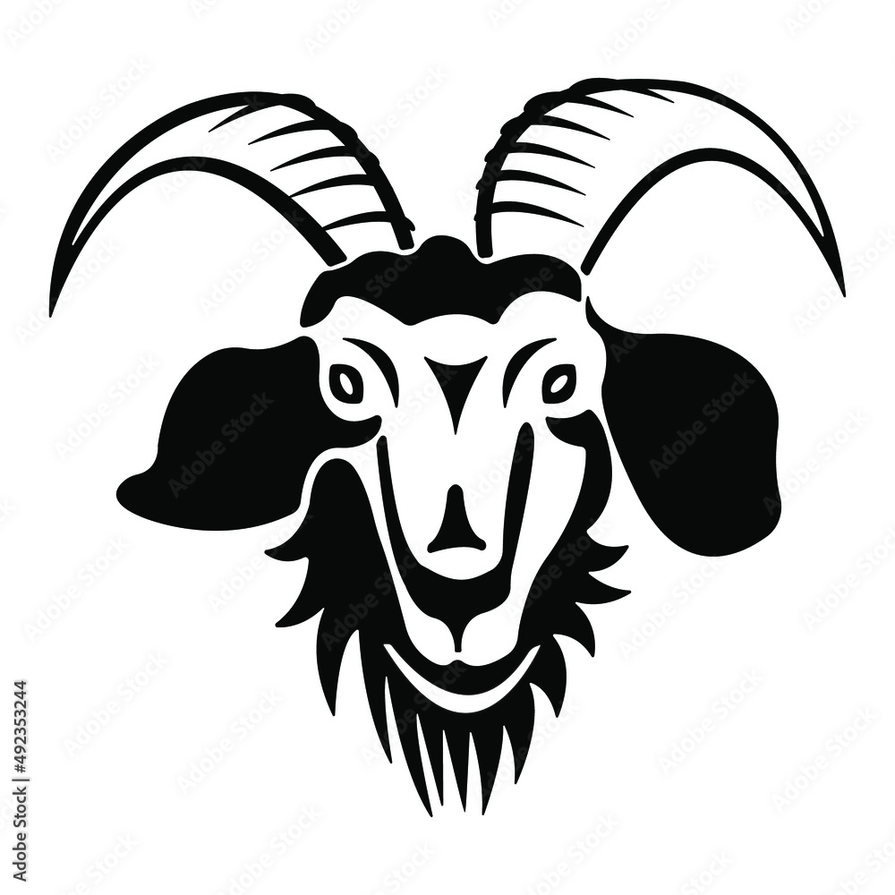 head of a goat on white background head of a goat on white background