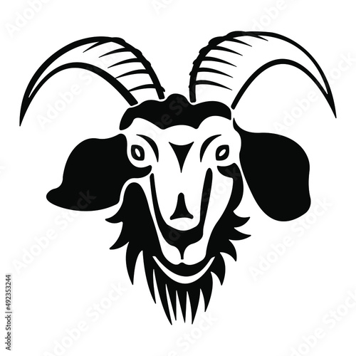 head of a goat on white background