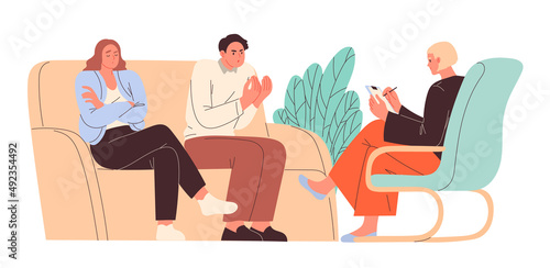 Man and woman in family psychotherapy with a psychologist