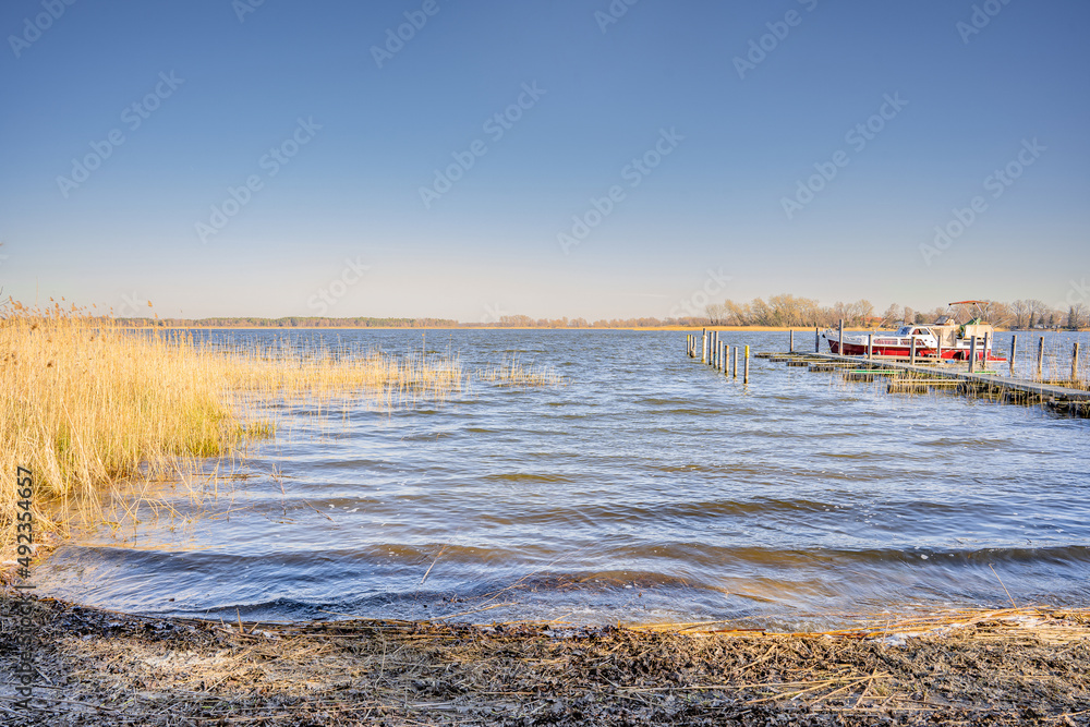 Brandenburg See mit Boot und Schilf