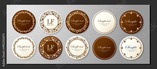 春の植物モチーフのフレームセット。ビンテージフラワー。装飾デザイン。流行りのあしらい	