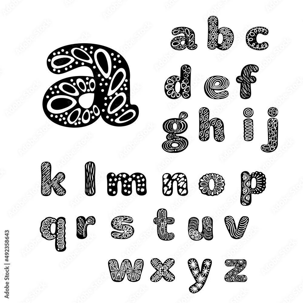 Letter I. Full English alphabet and digits 0, 1, 2, 3, 4, 5, 6, 7, 8, 9. Lace letters and numbers. Template for laser cutting, wood carving, paper cut and printing. Vector illustration.