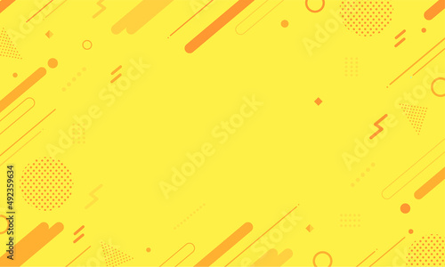 【オレンジ・黄色系】幾何学模様背景・メンフィスのフレームパターン素材