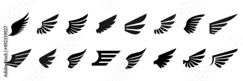 Fotografie, Obraz Set of wings icons. Vector illustration