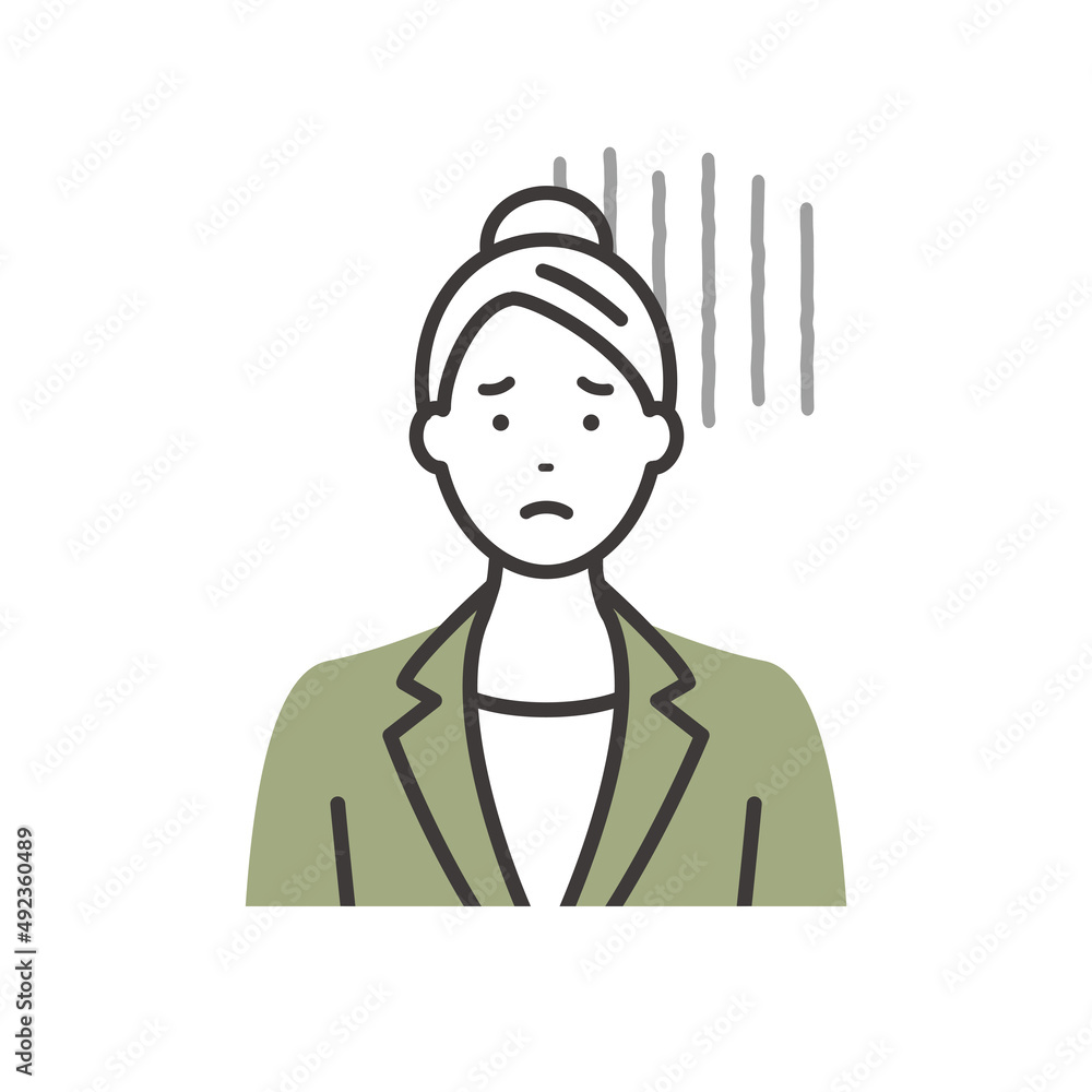 スーツ姿の若いビジネスウーマン　ネガティブな表情