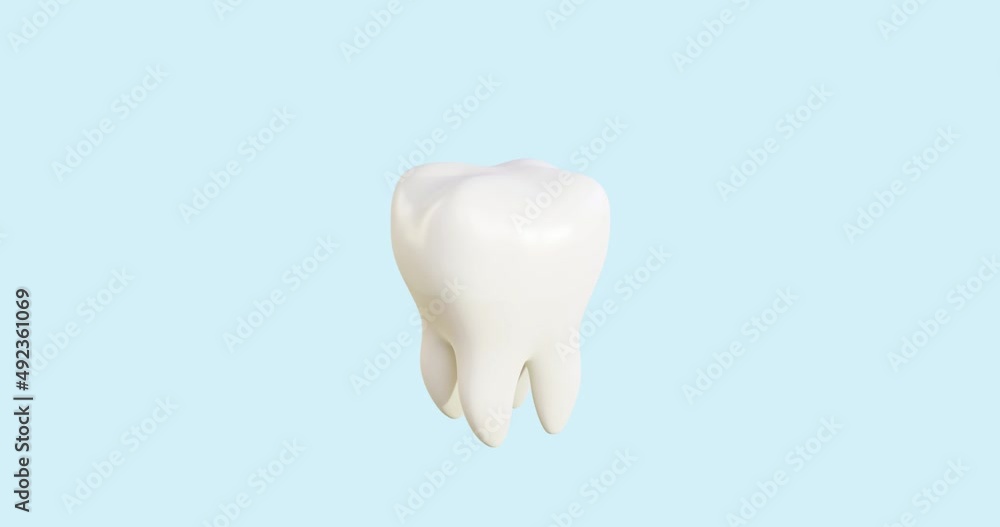 3d animation render the destruction of the tooth into fragments, grinding, core, root, preparation of the crown, fillings installation. A golden crown with red stones falls, is put on a white, healthy 3d animation render the destruction of the tooth into fragments, grinding, core, root, preparation of the crown, fillings installation. A golden crown with red stones falls, is put on a white, healthy
