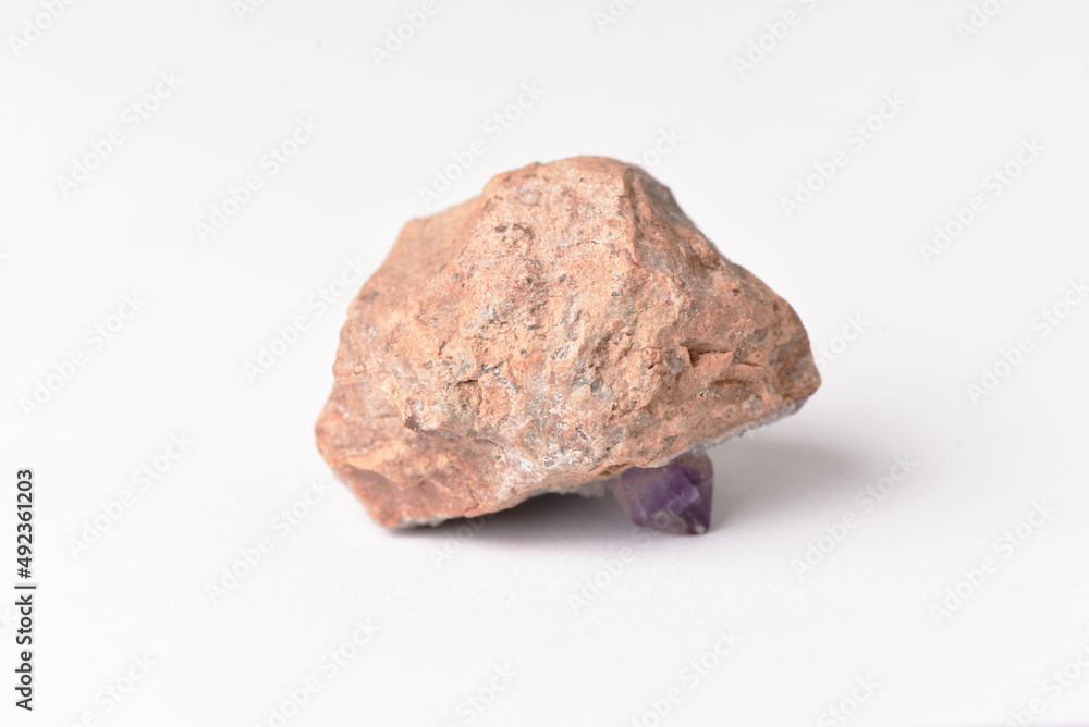 amethyst crystal grown on another stone ,marble, granite, amethyst crystal grown on another stone ,marble, granite,