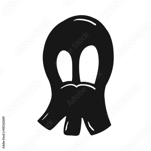 Hand drawn cute black skull doodle. Comic head bone pirate icon. Vector illustration isolated on white background