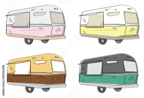 Retro Trailer in Different Colour Sets