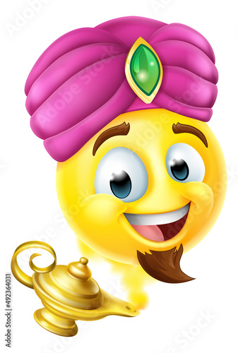 Genie Lamp Emoticon Cartoon Face