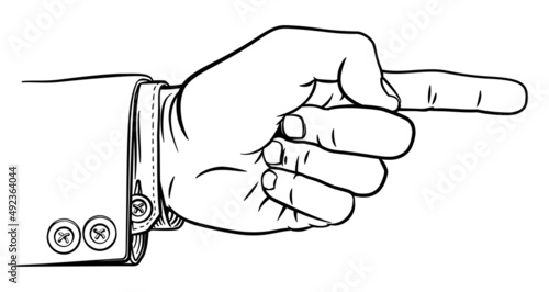 Hand Pointing Finger Direction In Business Suit