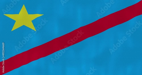 Congo flag waving in the wind, detailed fabric texture, 4k, Animated Realistic.