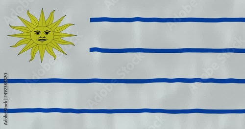 Uruguay flag waving in the wind, detailed fabric texture, 4k, Animated Realistic.