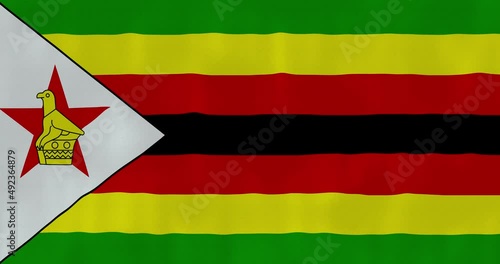 Zimbabwe flag waving in the wind, detailed fabric texture, 4k, Animated Realistic.